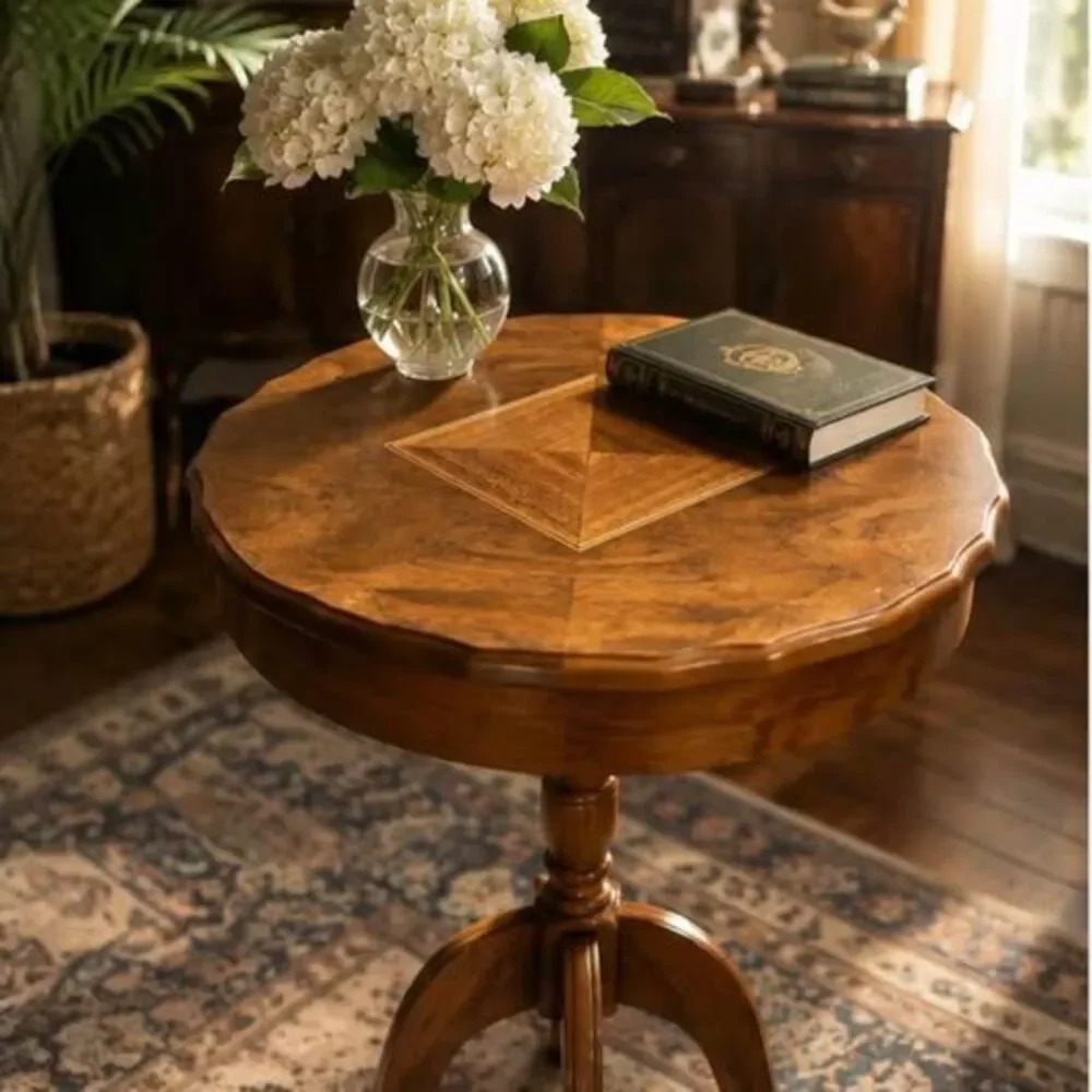 Vintage Bekins Furniture Co Accent Table, Claw Foot, Intricate Inlay Top, 50-60s